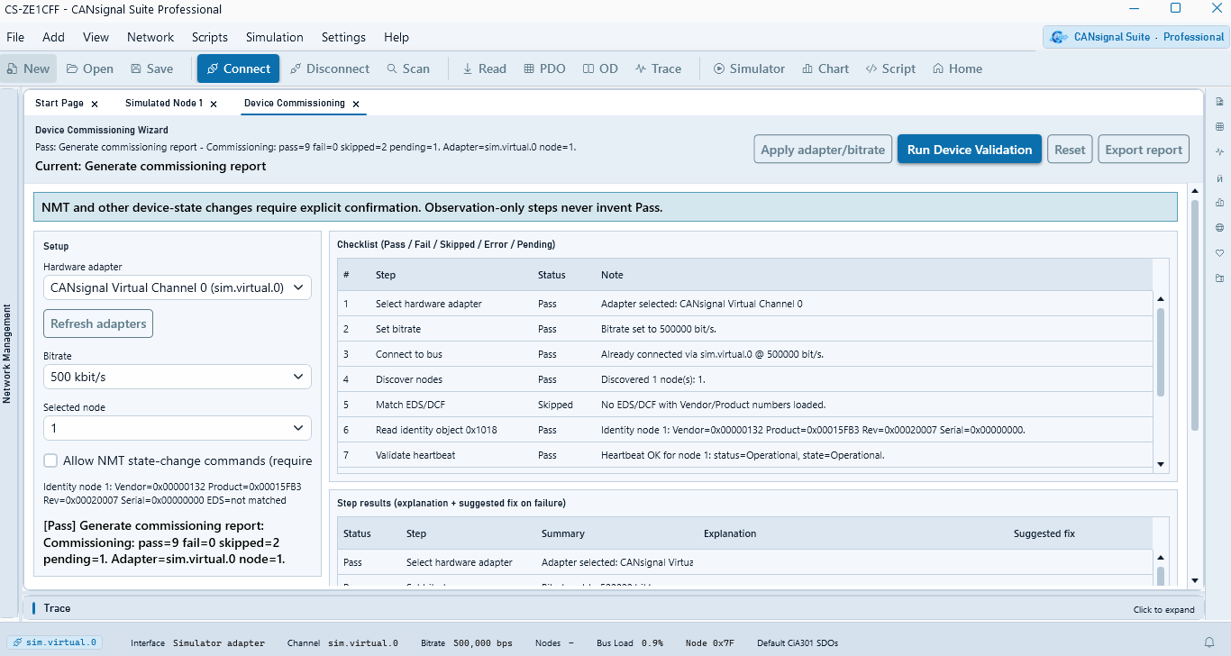 CANsignal Suite Device Commissioning Wizard