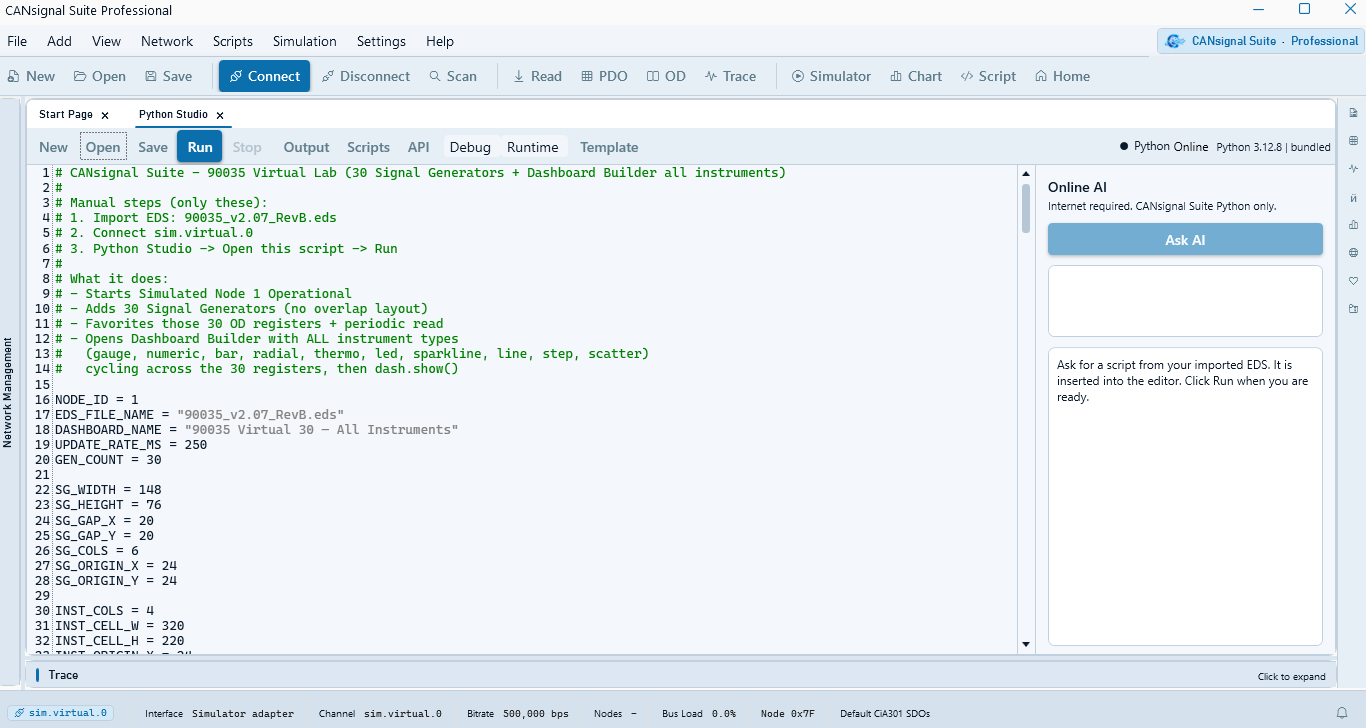 CANsignal Suite Python Studio